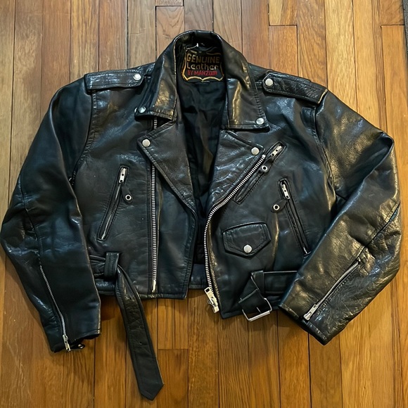 Manoor Jackets & Coats Vintage Semicropped Genuine Leather By